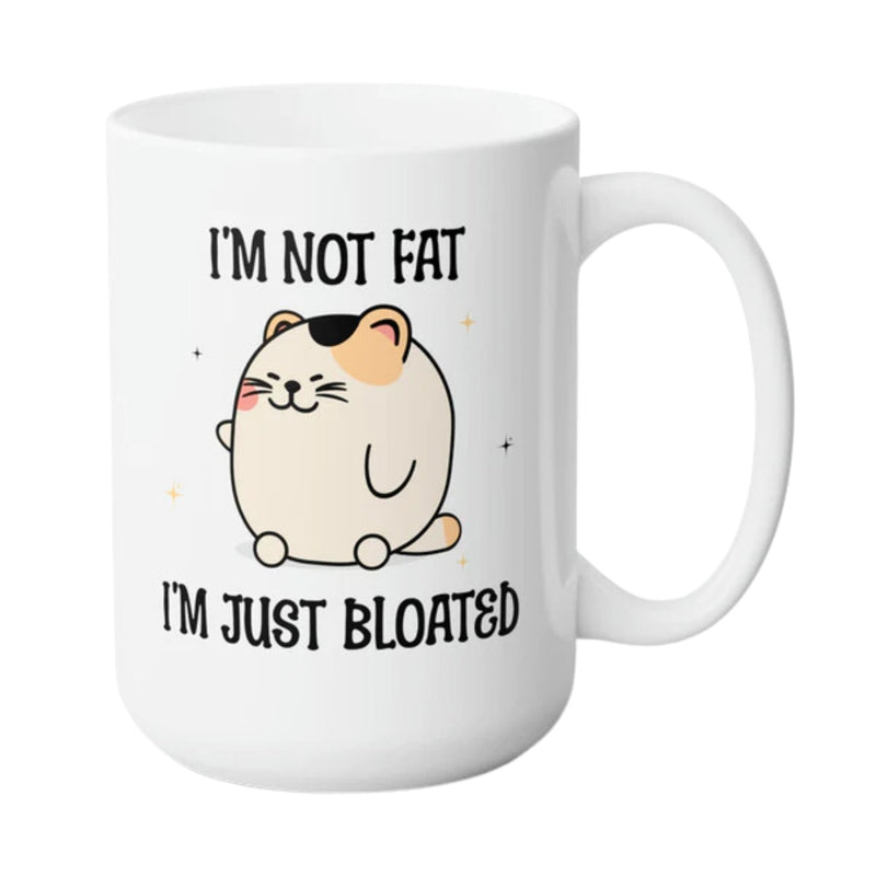 BLOATED FUNNY MUG - Premium Large White Round BPA-Free Ceramic Mug With C-Handle, 15OZ (0596391) - HBG