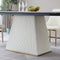 Carrara White Stone Dining Table With Striped Pedestal Base, 71" (HBG21473) - HBG