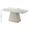 Carrara White Stone Dining Table With Striped Pedestal Base, 71" (HBG21473) - HBG