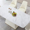 Carrara White Stone Dining Table With Striped Pedestal Base, 71" (HBG21473) - HBG