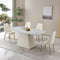 Carrara White Stone Dining Table With Striped Pedestal Base, 71" (HBG21473) - HBG