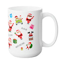 CHRISTMAS SANTA SEASONAL MUG - Premium Large White Round BPA-Free Cute Ceramic Coffee Tea Mug With C-Handle, Side View