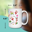 CHRISTMAS SANTA SEASONAL MUG - Premium Large White Round BPA-Free Cute Ceramic Coffee Tea Mug With C-Handle, Measurement View