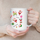 CHRISTMAS SANTA SEASONAL MUG - Premium Large White Round BPA-Free Cute Ceramic Coffee Tea Mug With C-Handle, In Use View