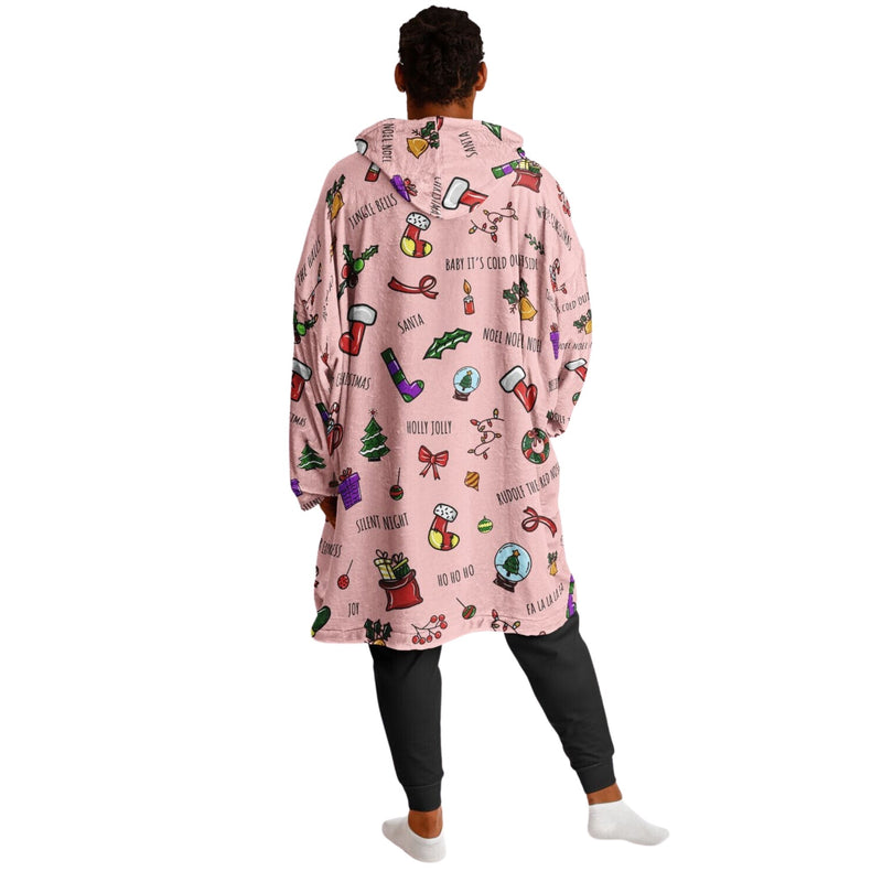 CHRISTMAS SLEEP HOODIE - Premium Soft Polyester Unisize Wearable Snug Hoodie Blanket With Plush Hood - HBG