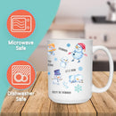 CHRISTMAS SNOWMAN SEASONAL MUG - Premium Large White RoundCeramic Coffee Tea Mug With C-Handle, 15OZ Features, Text View