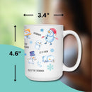 CHRISTMAS SNOWMAN SEASONAL MUG - Premium Large White Round BPA-Free Cute Ceramic Coffee Tea Mug With C-HandleMeasurement View