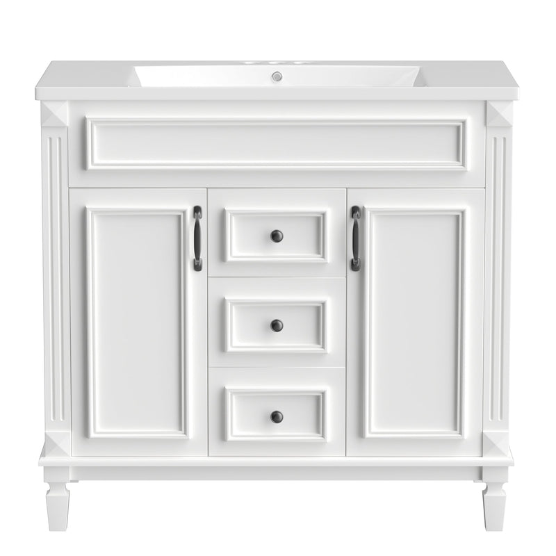 Contemporary White Bathroom Vanity Set With Storage, 36" (HBG74312) - HBG