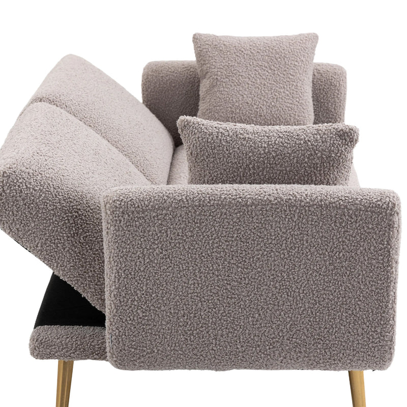 COOLMORE Modern Gray Teddy Velvet Loveseat Sofa With Metal Feet, 64" (97428316) - HBG