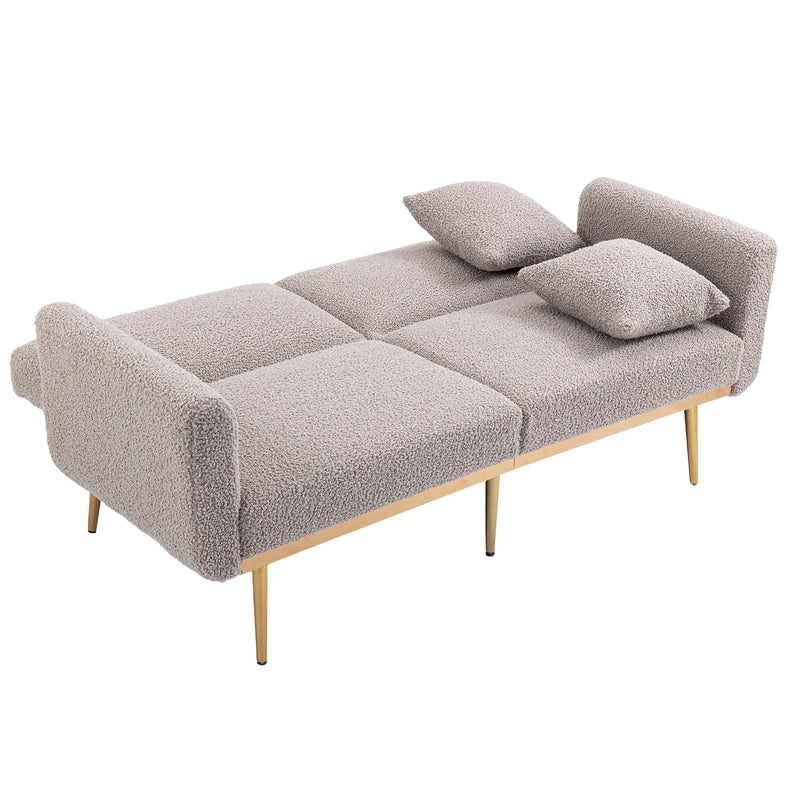 COOLMORE Modern Gray Teddy Velvet Loveseat Sofa With Metal Feet, 64" (97428316) - HBG