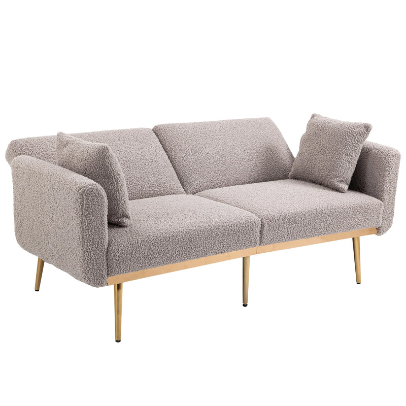 COOLMORE Modern Gray Teddy Velvet Loveseat Sofa With Metal Feet, 64" (97428316) - HBG