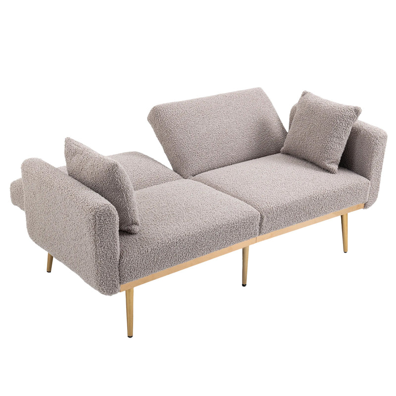 COOLMORE Modern Gray Teddy Velvet Loveseat Sofa With Metal Feet, 64" (97428316) - HBG