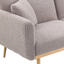 COOLMORE Modern Gray Teddy Velvet Loveseat Sofa With Metal Feet, 64" (97428316) - HBG