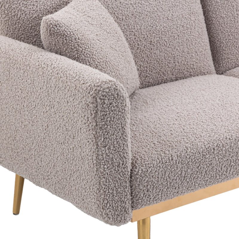 COOLMORE Modern Gray Teddy Velvet Loveseat Sofa With Metal Feet, 64" (97428316) - HBG