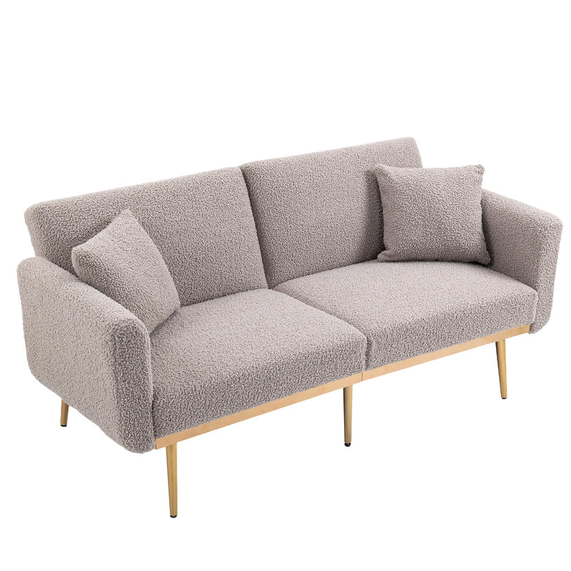 COOLMORE Modern Gray Teddy Velvet Loveseat Sofa With Metal Feet, 64" (97428316) - HBG