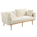 COOLMORE White Teddy Velvet Accent Loveseat Sofa With Metal Feet, 65" (97583614) - HBG