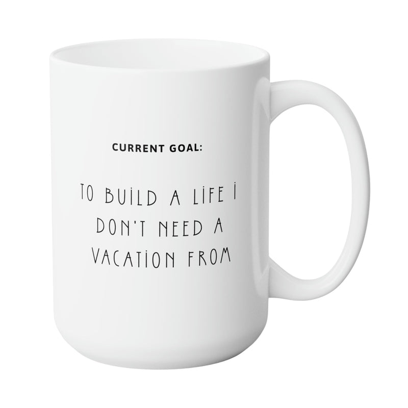 CURRENT GOAL GROWTH MUG - Large White Round BPA-Free Cute Ceramic Coffee Tea Mug With C-Handle, Side View