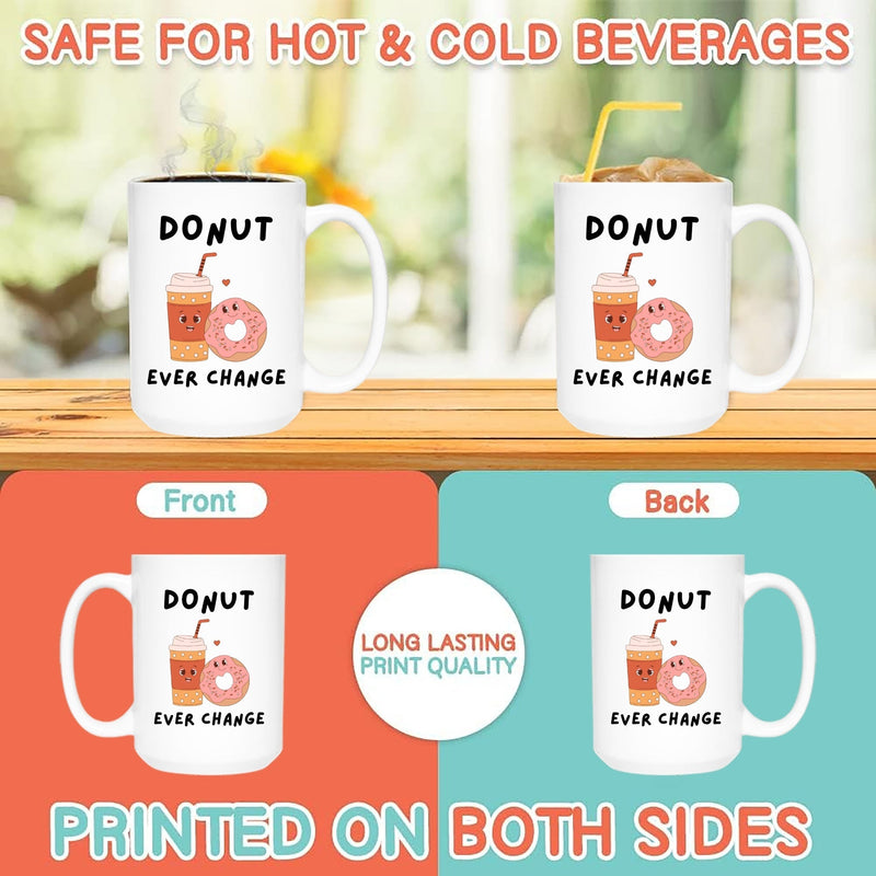 DONUT CHANGE LOVE MUG - Premium Large White Round BPA-Free Cute Ceramic Coffee Tea Mug With C-Handle, Comparison View