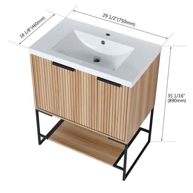 Elegant Freestanding Vanity With Resin Basin Sink, 30" (97513684) - HBG