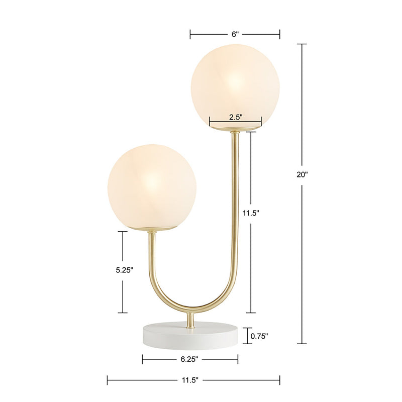 Elegant Modern Metal Frosted 2-Light Globe Desk Table Lamp (93648572) - HBG