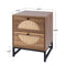 Elegant Natural Rattan 2-Drawer Side Table, Walnut (96382417) - HBG