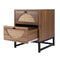 Elegant Natural Rattan 2-Drawer Side Table, Walnut (96382417) - HBG