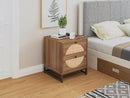 Elegant Natural Rattan 2-Drawer Side Table, Walnut (96382417) - HBG