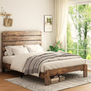 Elegant Queen Size Brown Solid Wood Platform Bed Frame (94713582) - HBG