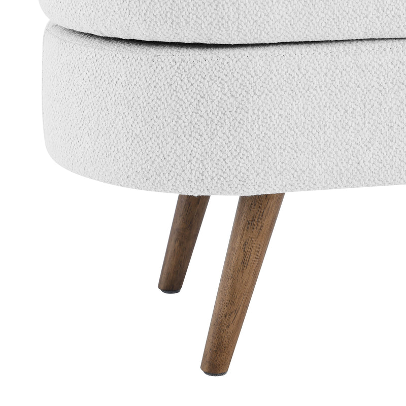 Elegant White Oval Ottoman Storage Bench With Rubber Wood Legs, 44" (93857142) - HBG