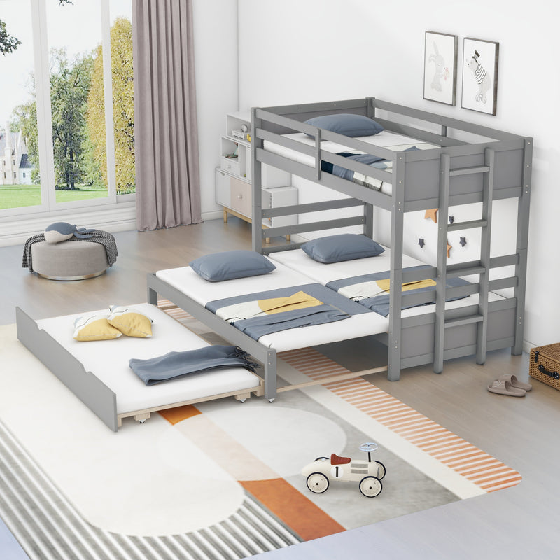 Gray Twin Over Full Bunk Bed With Trundle & Pull-Out Function (95716842) - HBG