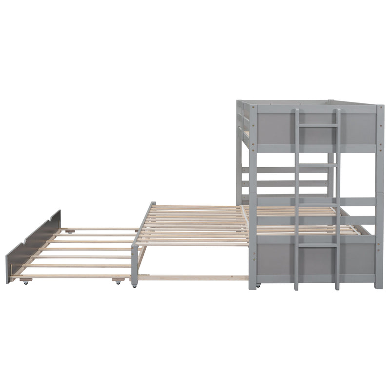 Gray Twin Over Full Bunk Bed With Trundle & Pull-Out Function (95716842) - HBG