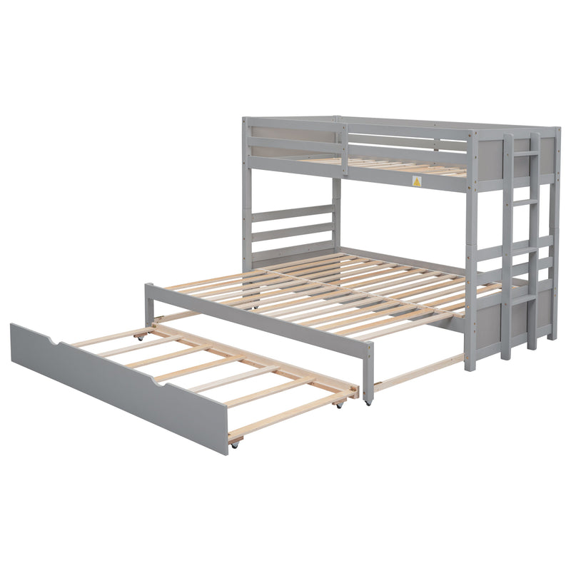 Gray Twin Over Full Bunk Bed With Trundle & Pull-Out Function (95716842) - HBG