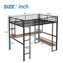 Heavy Duty Metal Full-Size Loft Bed With Desk, Black (HBG37539) - HBG