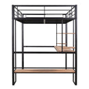 Heavy Duty Metal Full-Size Loft Bed With Desk, Black (HBG37539) - HBG