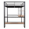 Heavy Duty Metal Full-Size Loft Bed With Desk, Black (HBG37539) - HBG