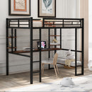 Heavy Duty Metal Full-Size Loft Bed With Desk, Black (HBG37539) - HBG