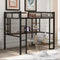 Heavy Duty Metal Full-Size Loft Bed With Desk, Black (HBG37539) - HBG