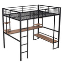 Heavy Duty Metal Full-Size Loft Bed With Desk, Black (HBG37539) - HBG