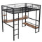 Heavy Duty Metal Full-Size Loft Bed With Desk, Black (HBG37539) - HBG