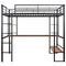 Heavy Duty Metal Full-Size Loft Bed With Desk, Black (HBG37539) - HBG