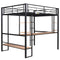 Heavy Duty Metal Full-Size Loft Bed With Desk, Black (HBG37539) - HBG