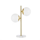 HOLLOWAY Premium Gold Marble Base Table Lamp With White Glass Shade (94261635) - HBG