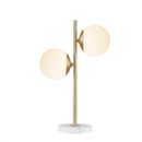 HOLLOWAY Premium Gold Marble Base Table Lamp With White Glass Shade (94261635) - HBG