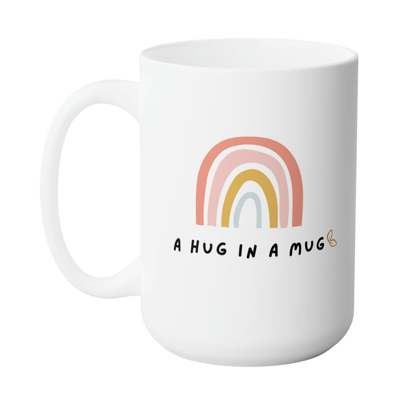 HUG IN A MUG HEALING MUG - Premium Large White Round BPA-Free Cute Ceramic Coffee Tea Mug With C-Handle, Side View