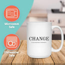 INSTIGATE CHANGE GROWTH MUG - Premium Large White Round BPA-Free Cute Ceramic Coffee Tea Mug With  Features, Text View