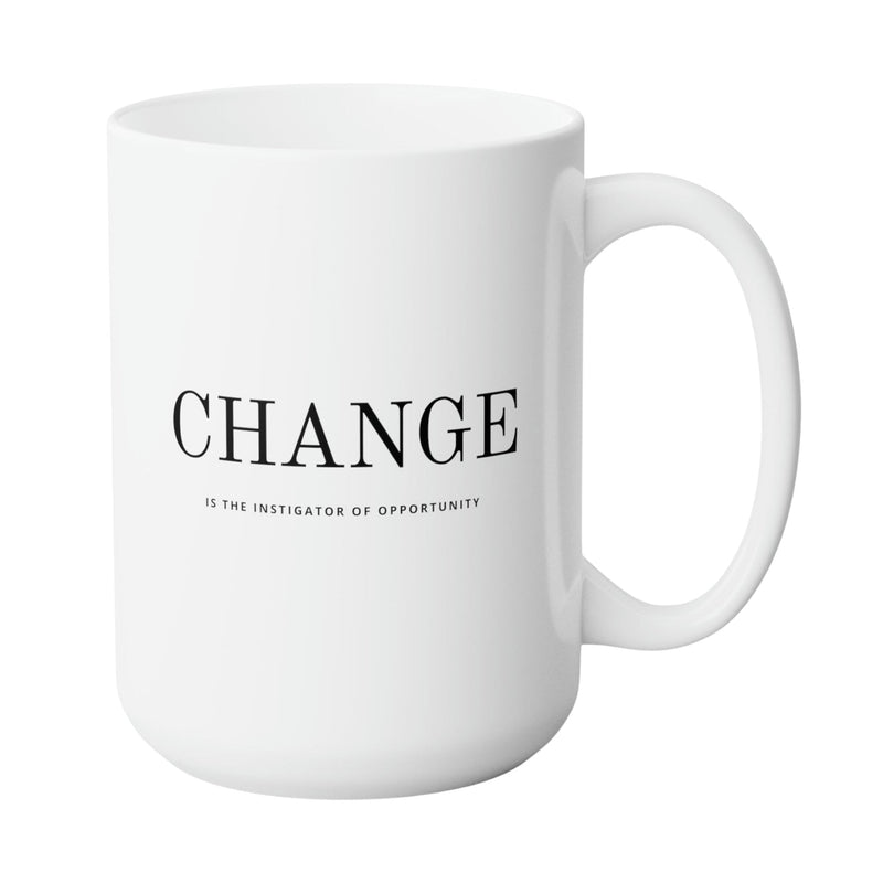 INSTIGATE CHANGE GROWTH MUG - Premium Large White Round BPA-Free Cute Ceramic Coffee Tea Mug With C-Handle, Side View