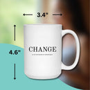 INSTIGATE CHANGE GROWTH MUG - Premium Large White Round BPA-Free Cute Ceramic Coffee Tea Mug With C-Handle, Measurement View