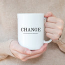 INSTIGATE CHANGE GROWTH MUG - Premium Large White Round BPA-Free Cute Ceramic Coffee Tea Mug With Demonstration View