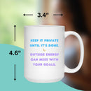 KEEP IT PRIVATE GROWTH MUG - Premium Large White Round BPA-Free Cute Ceramic Coffee Tea Mug With C-Handle, Measurement View