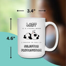 LAZY PANDA FUNNY MUG - Premium Large White Round BPA-Free Cute Ceramic Coffee Tea Mug With C-Handle, Measurement View